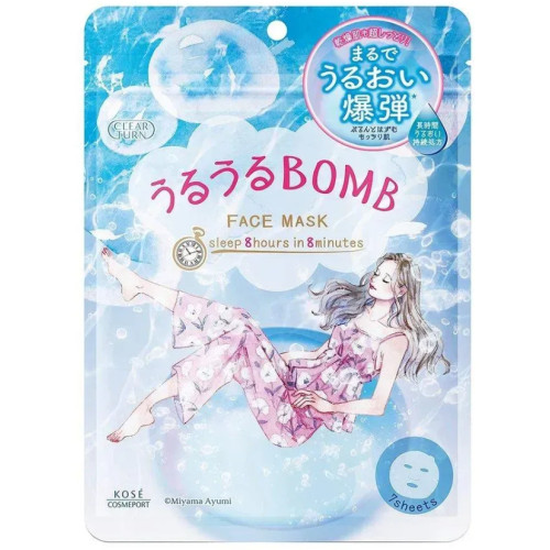 Интенсивно увлажняющая маска Clear Turn Uruuru BOMB Mask KOSE Cosmeport, 7 шт
